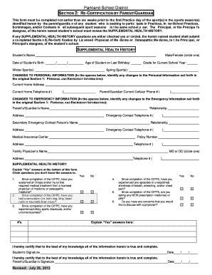 parkland school district forms